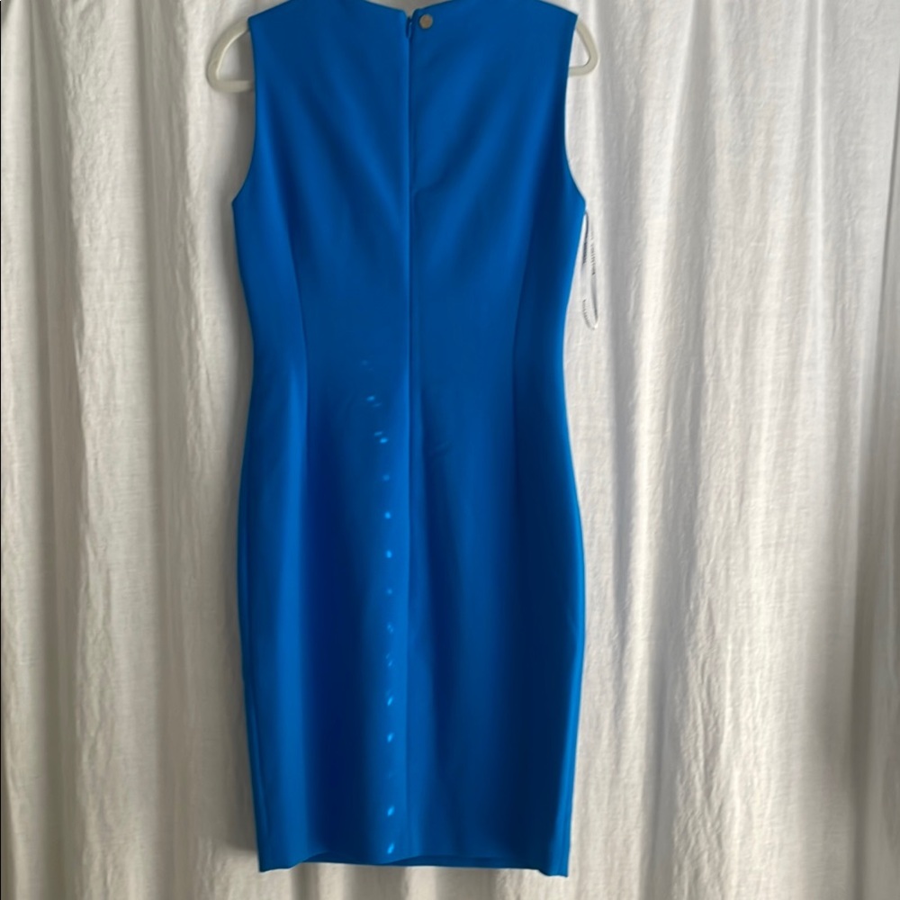 Versace Blue Sleeveless Sheath Midi Dress - Picture 5 of 7